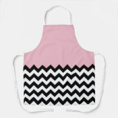 Zwarte en witte zigzag Patroon, Chevron, Roze Schort (Voorkant)