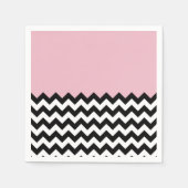 Zwarte en witte zigzag Patroon, Chevron, Roze Servet (Voorkant)