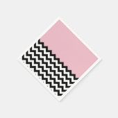 Zwarte en witte zigzag Patroon, Chevron, Roze Servet (Hoek)