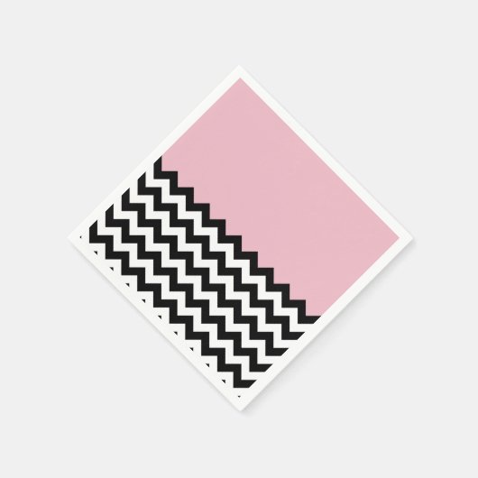 Zwarte en witte zigzag Patroon, Chevron, Roze Servet (Hoek)