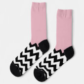 Zwarte en witte zigzag Patroon, Chevron, Roze Sokken (Links)