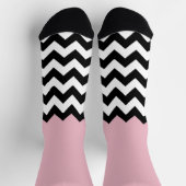Zwarte en witte zigzag Patroon, Chevron, Roze Sokken (Top)