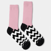 Zwarte en witte zigzag Patroon, Chevron, Roze Sokken (Rechts)