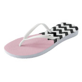 Zwarte en witte zigzag Patroon, Chevron, Roze Teenslippers (Schuin)