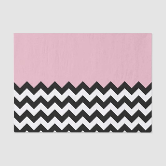 Zwarte en witte zigzag Patroon, Chevron, Roze Tissuepapier (Voorkant)