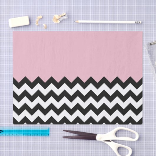 Zwarte en witte zigzag Patroon, Chevron, Roze Tissuepapier (Craft)
