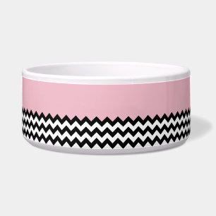 Zwarte en witte zigzag Patroon, Chevron, Roze Voerbakje