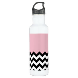 Zwarte en witte zigzag Patroon, Chevron, Roze Waterfles