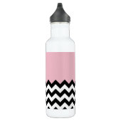 Zwarte en witte zigzag Patroon, Chevron, Roze Waterfles (Rechts)