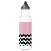 Zwarte en witte zigzag Patroon, Chevron, Roze Waterfles (Links)
