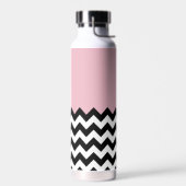 Zwarte en witte zigzag Patroon, Chevron, Roze Waterfles (Links)