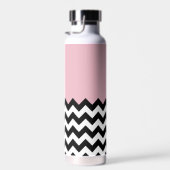 Zwarte en witte zigzag Patroon, Chevron, Roze Waterfles (Rechts)