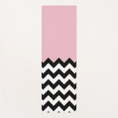 Zwarte en witte zigzag Patroon, Chevron, Roze Yogamat (Voorkant)