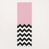 Zwarte en witte zigzag Patroon, Chevron, Roze Yogamat (Achterkant)