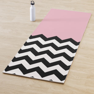 Zwarte en witte zigzag Patroon, Chevron, Roze Yogamat