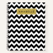 Zwarte en witte zigzag Patroon, Jouw naam Notitieboek (Voorkant)