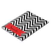 Zwarte en witte zigzag Patroon, Jouw naam Notitieboek (Linkerzijde)