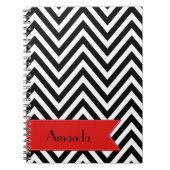 Zwarte en witte zigzag Patroon, Jouw naam Notitieboek (Voorkant)