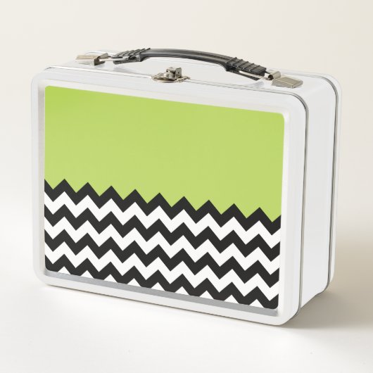 Zwarte en witte zigzag Pattern, Chevron, Green (Voorkant)