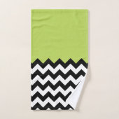 Zwarte en witte zigzag Pattern, Chevron, Green Bad Handdoek (Handdoek)