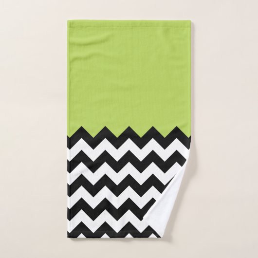Zwarte en witte zigzag Pattern, Chevron, Green Bad Handdoek (Handdoek)