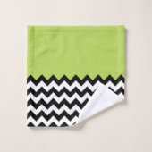 Zwarte en witte zigzag Pattern, Chevron, Green Bad Handdoek (Wasdoekje)