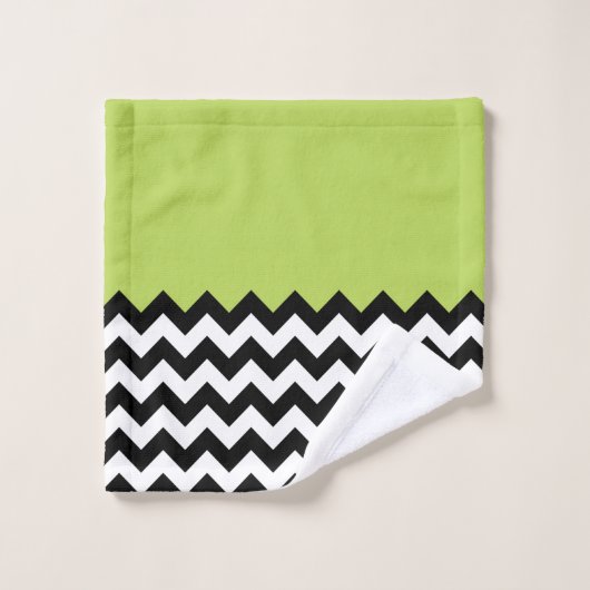 Zwarte en witte zigzag Pattern, Chevron, Green Bad Handdoek (Wasdoekje)