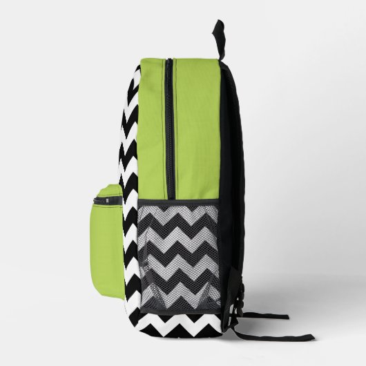 Zwarte en witte zigzag Pattern, Chevron, Green Bedrukte Rugzak (Rechts)