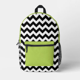 Zwarte en witte zigzag Pattern, Chevron, Green Bedrukte Rugzak