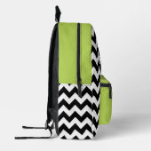 Zwarte en witte zigzag Pattern, Chevron, Green Bedrukte Rugzak (Links)