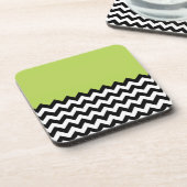 Zwarte en witte zigzag Pattern, Chevron, Green Bier Onderzetter (Linkerzijde)