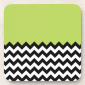 Zwarte en witte zigzag Pattern, Chevron, Green Bier Onderzetter (Voorkant)