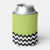 Zwarte en witte zigzag Pattern, Chevron, Green Blikjeskoeler (Blikje Voorkant)