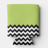 Zwarte en witte zigzag Pattern, Chevron, Green Blikjeskoeler (Achterkant)
