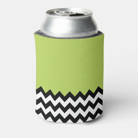 Zwarte en witte zigzag Pattern, Chevron, Green Blikjeskoeler (Blikje Achterkant)