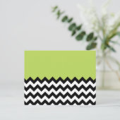 Zwarte en witte zigzag Pattern, Chevron, Green Briefkaart (Staand voorkant)
