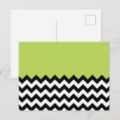 Zwarte en witte zigzag Pattern, Chevron, Green Briefkaart (Voorkant / Achterkant)