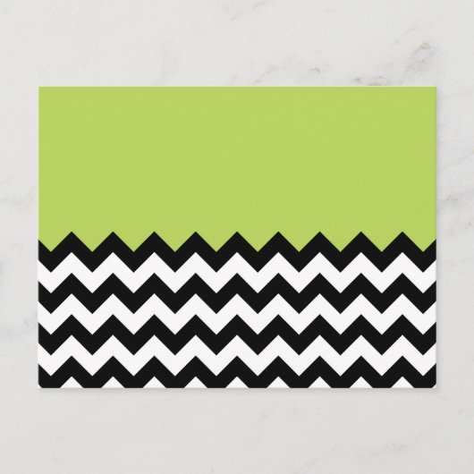 Zwarte en witte zigzag Pattern, Chevron, Green Briefkaart (Voorkant)