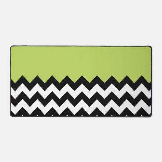 Zwarte en witte zigzag Pattern, Chevron, Green Bureaumat (Voorkant)
