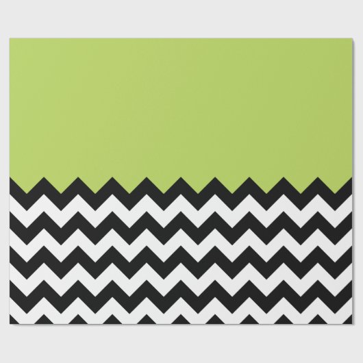 Zwarte en witte zigzag Pattern, Chevron, Green Cadeaupapier (Vlak)