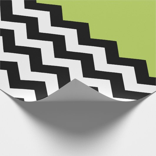 Zwarte en witte zigzag Pattern, Chevron, Green Cadeaupapier (Hoek)