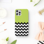 Zwarte en witte zigzag Pattern, Chevron, Green Case-Mate iPhone Case