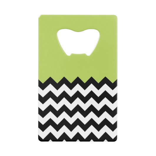 Zwarte en witte zigzag Pattern, Chevron, Green Creditkaart Flessenopener (Voorkant)