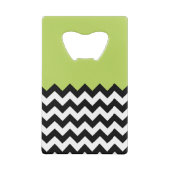 Zwarte en witte zigzag Pattern, Chevron, Green Creditkaart Flessenopener (Achterkant)