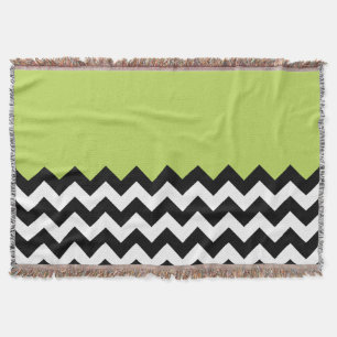 Zwarte en witte zigzag Pattern, Chevron, Green Deken