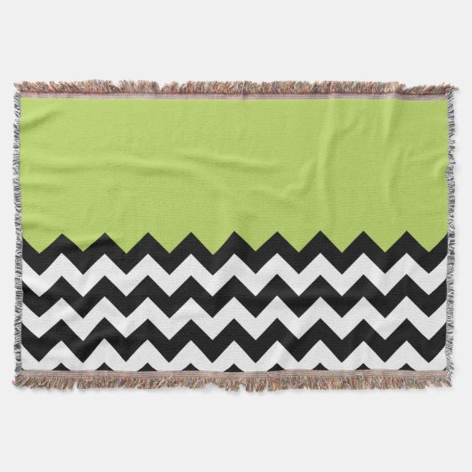 Zwarte en witte zigzag Pattern, Chevron, Green Deken (Voorkant)