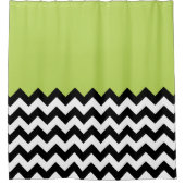 Zwarte en witte zigzag Pattern, Chevron, Green Douchegordijn (Voorkant)