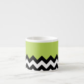 Zwarte en witte zigzag Pattern, Chevron, Green Espresso Kop (Voorkant)