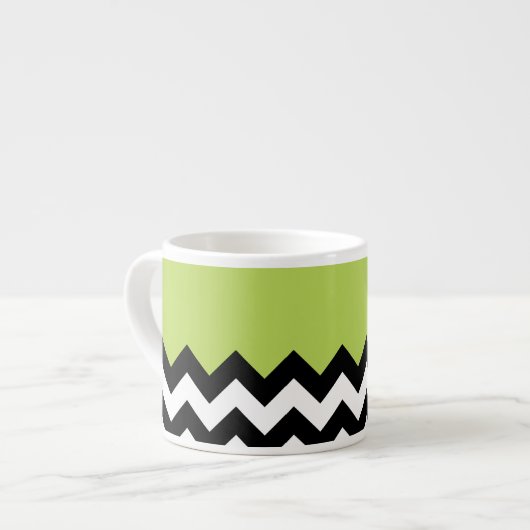 Zwarte en witte zigzag Pattern, Chevron, Green Espresso Kop (Links)