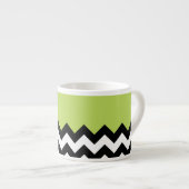 Zwarte en witte zigzag Pattern, Chevron, Green Espresso Kop (Voorkant rechts)
